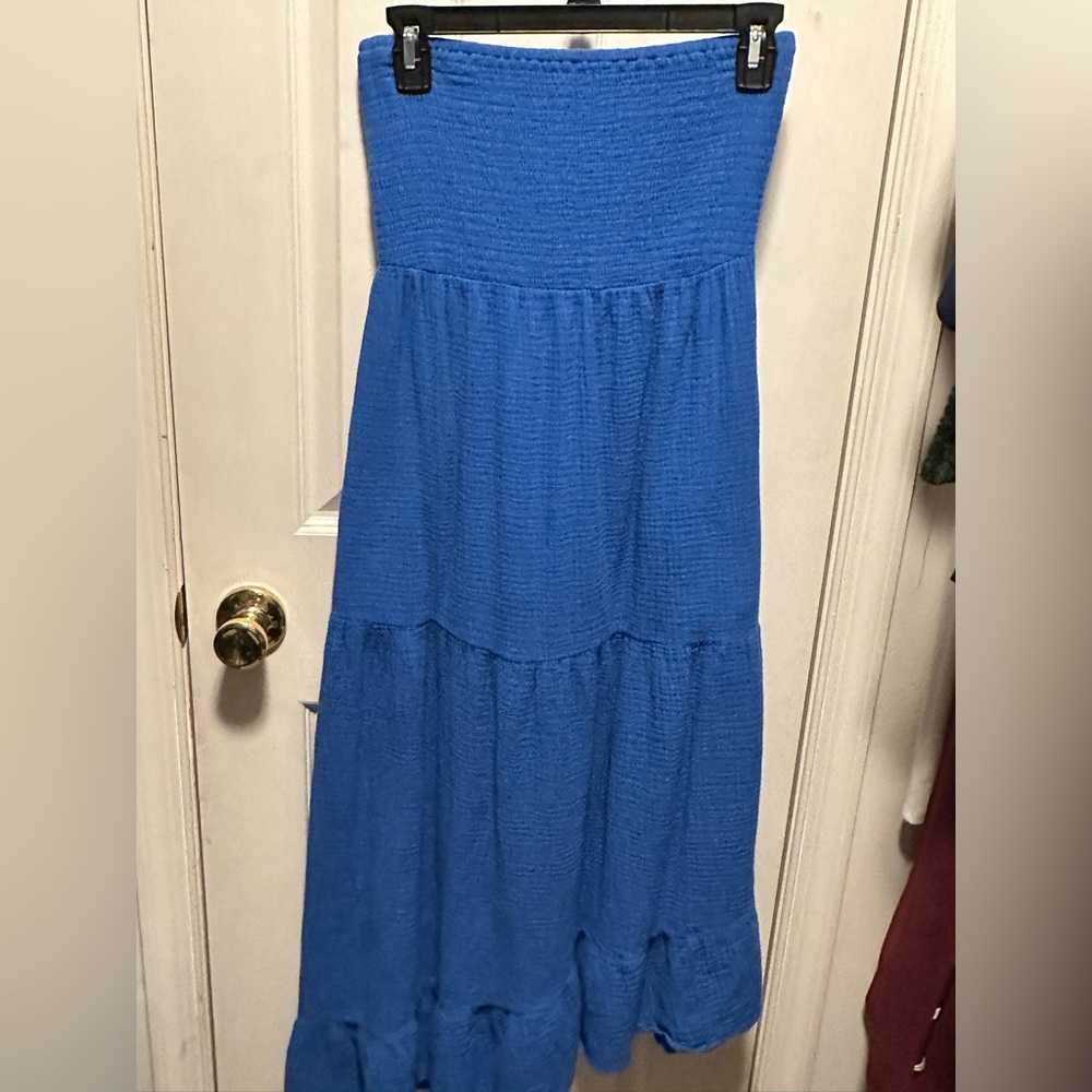 Strapless blue dress from Walmart, size small.